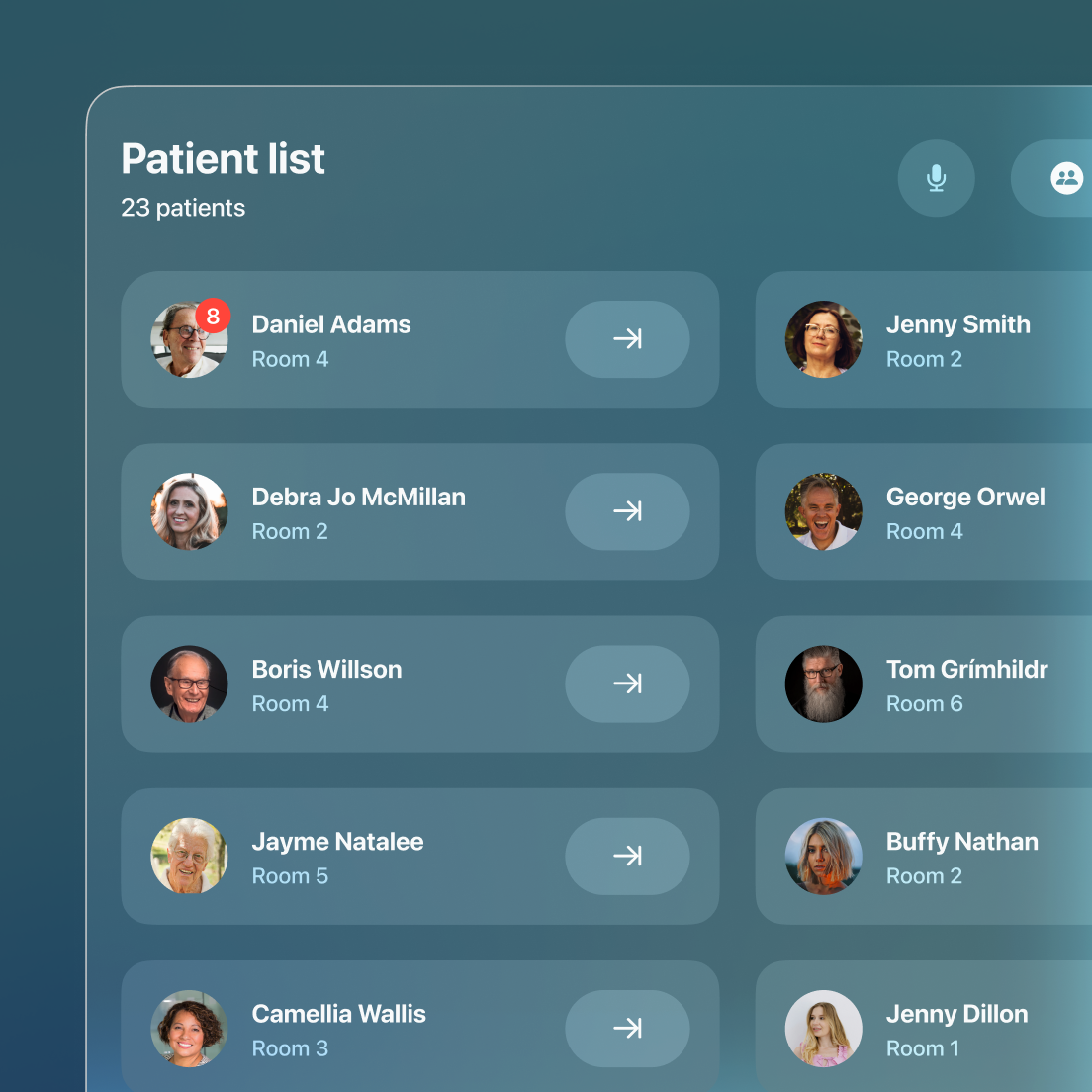 Image with example of a patient list