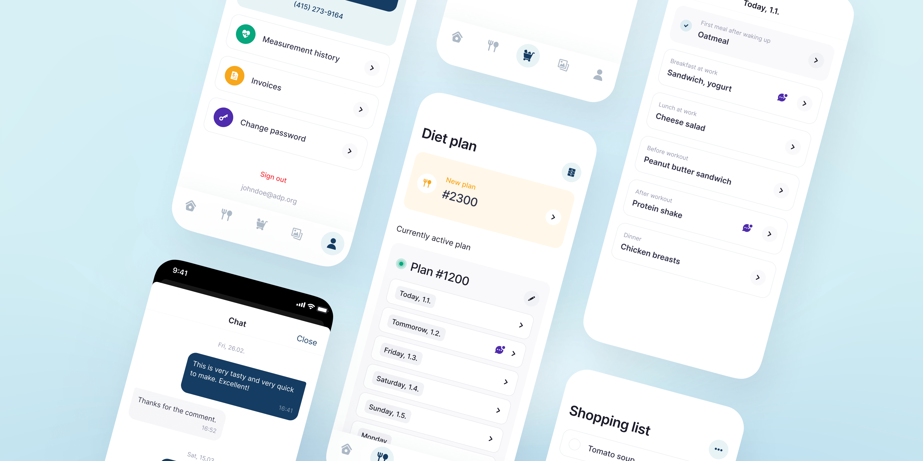 Nutricionist mobile app screens wallpaper